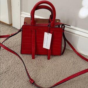 Charles & Keith Red Mini Croc-Embossed Bag